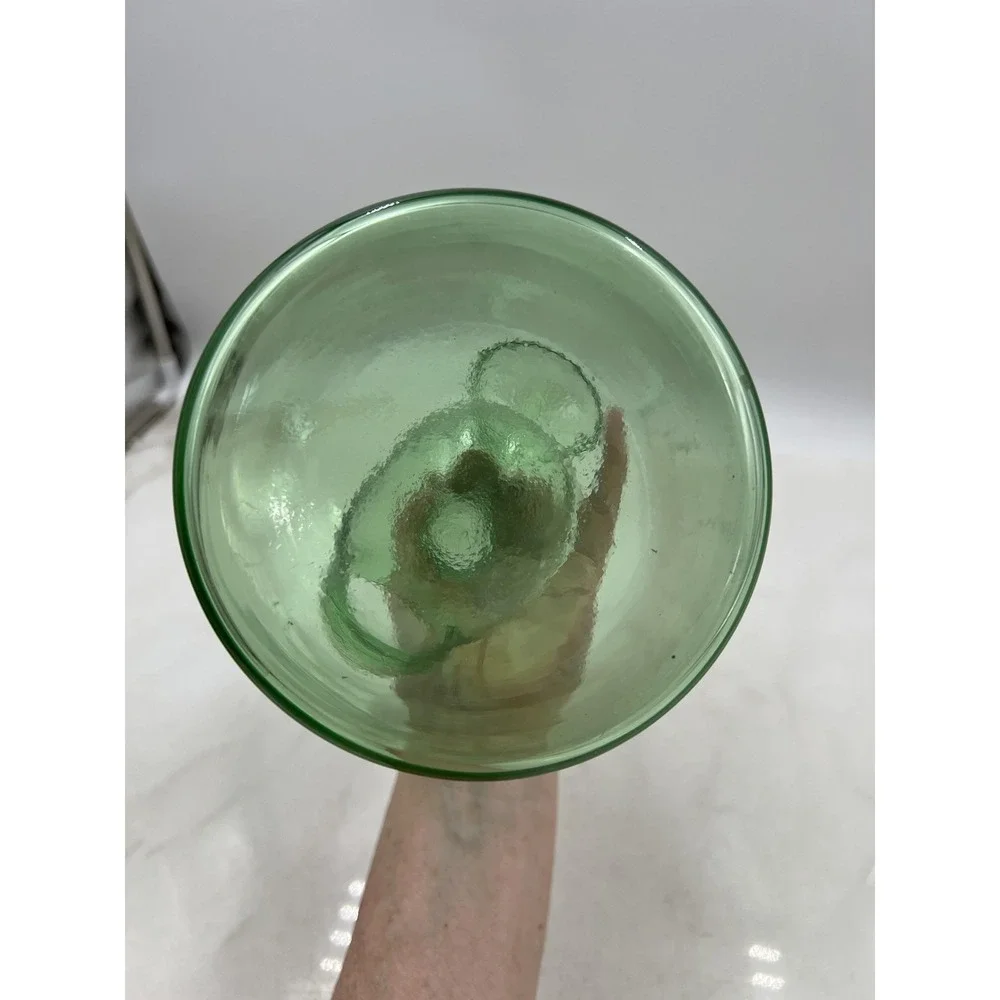 Vintage Green Hand Blown Glass Wine Decanter with Built-in Ice Chamber 11